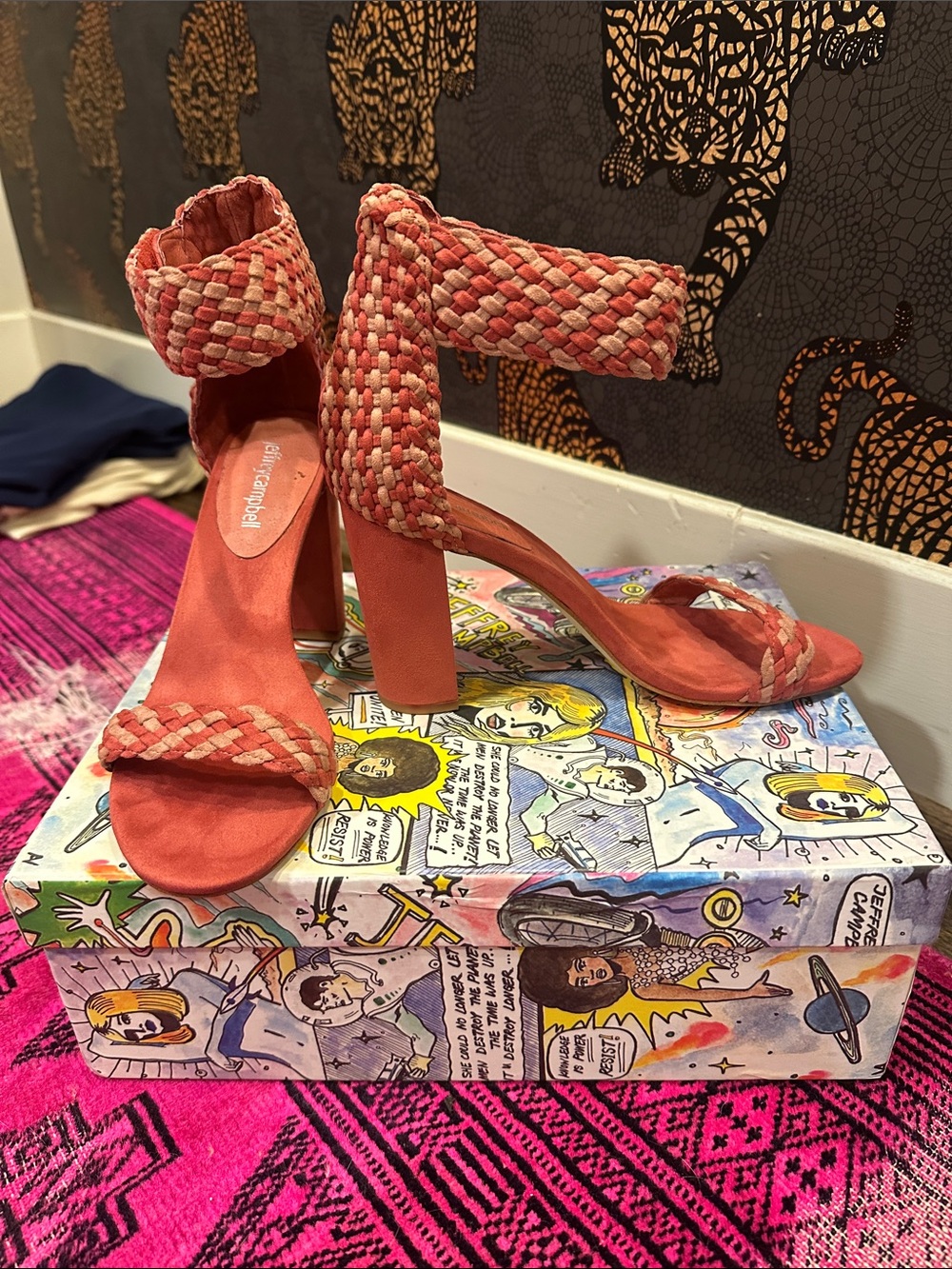Jeffrey Campbell Coral Braided Ankle-Strap Heels